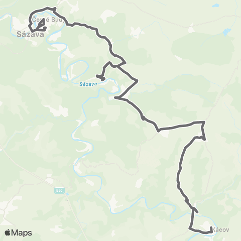 PID Kácov - Soběšín - Uhlířské Janovice - Sázava map