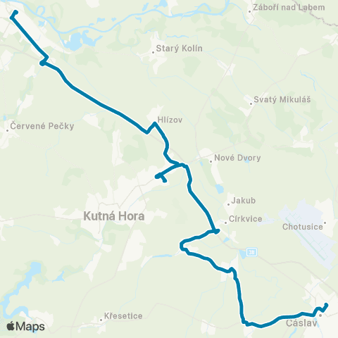 PID Kolín,Nádraží - Kutná Hora,Městské Nádraží / Čáslav,Žel.St. map