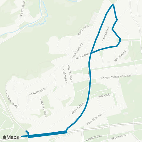 PID Bořislavka - Dyrinka map