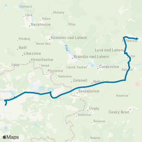 PID Praha,Hl.N. - Lysá N.L.,Žel.St. - Milovice,Žel.St. (Přímý) map