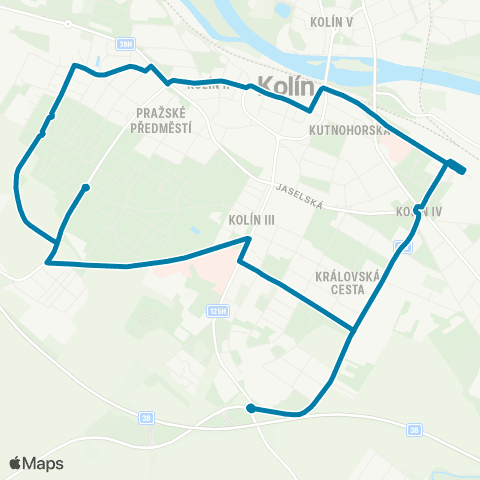 PID Mhd Kolín 8 Karlovo Náměstí-Nádraží-Karlovo Náměstí map