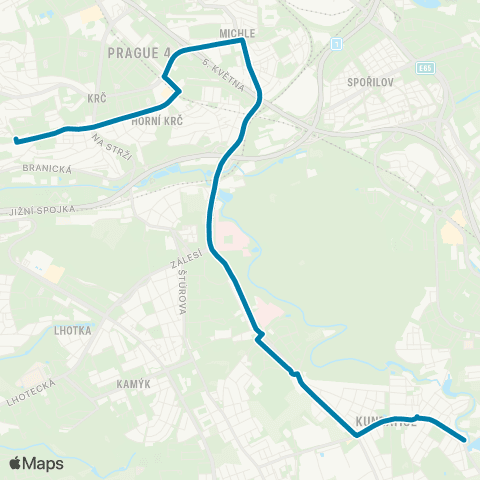PID Zelený Pruh - Šeberák map