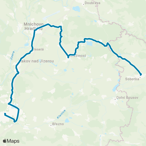 PID Cyklobus Český Ráj: Mladá Boleslav - Mnichovo Hradiště - Kněžmost - Sobotka map