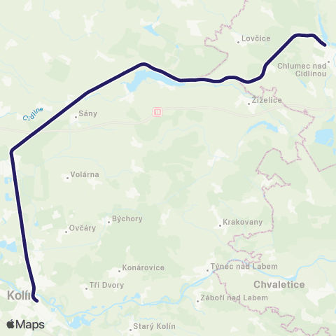 PID Kolín - Velký Osek - Chlumec Nad Cidlinou ( - Nový Bydžov - Stará Paka - Trutnov) map