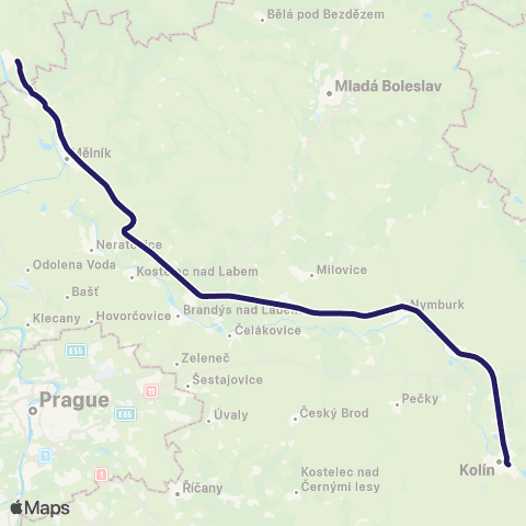 PID Kolín - Nymburk - Lysá Nad Labem - Všetaty - Mělník - Štětí ( - Ústí Nad Labem) map