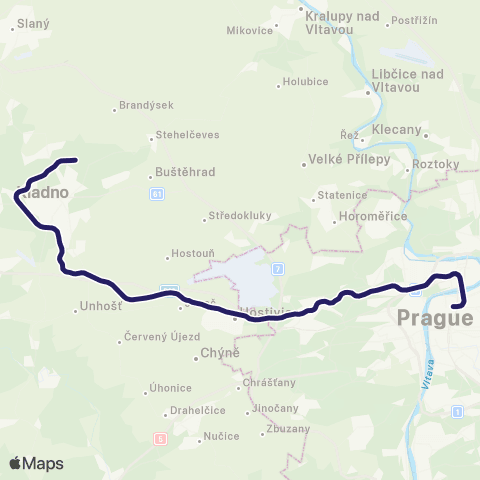 PID Praha - Hostivice - Kladno map