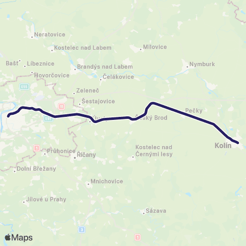 PID Praha - Český Brod - Poříčany - Pečky - Kolín map