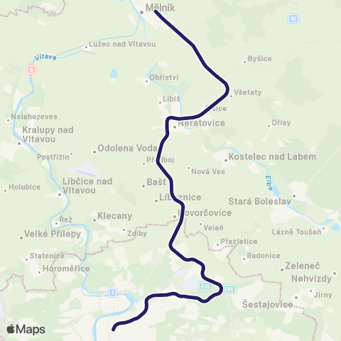 PID Praha - Neratovice - Všetaty - Mělník map