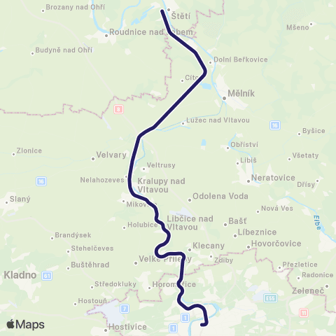 PID Praha - Kralupy Nad Vltavou - Vraňany - Hněvice map