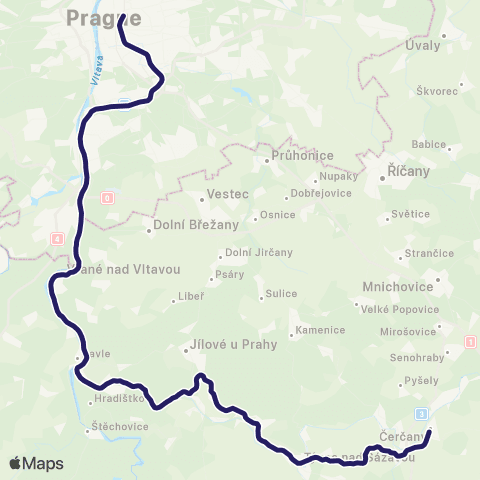 PID Praha - Vrané Nad Vltavou - Čerčany map