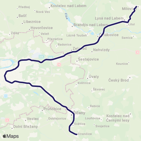 PID Milovice - Lysá Nad Labem - Praha - Říčany - Strančice - Čerčany - Benešov U Prahy map