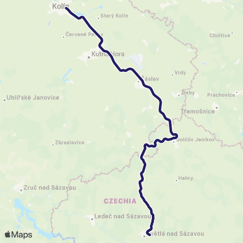 PID Kolín - Kutná Hora - Čáslav - Světlá Nad Sázavou map