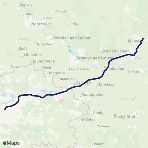 PID Praha - Lysá Nad Labem - Milovice map