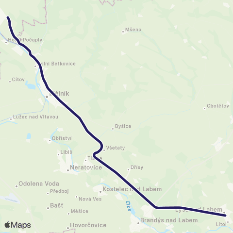 PID Lysá Nad Labem - Stará Boleslav - Všetaty - Mělník - Štětí map