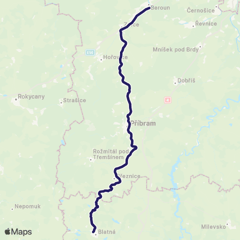 PID Beroun - Zdice - Lochovice - Příbram - Březnice - Blatná ( - Strakonice) map