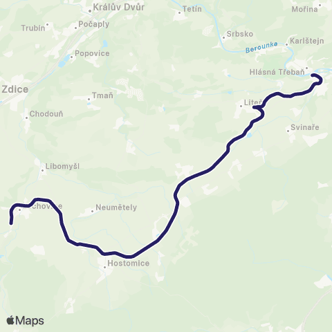 PID Zadní Třebaň - Lochovice map