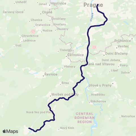 PID Praha - Vrané Nad Vltavou - Dobříš map