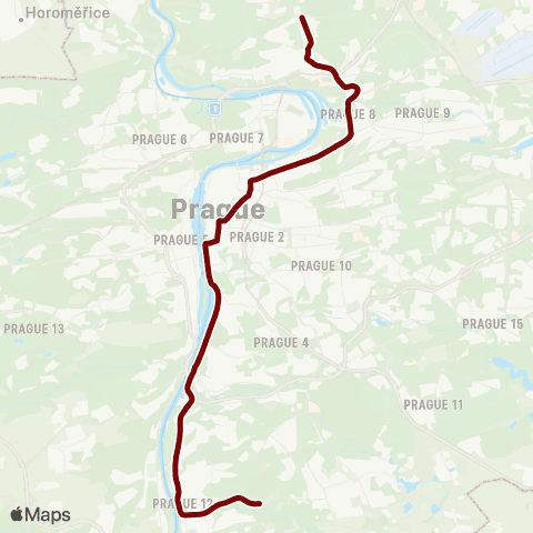 PID Březiněveská - Nádraží Braník - Sídliště Modřany map
