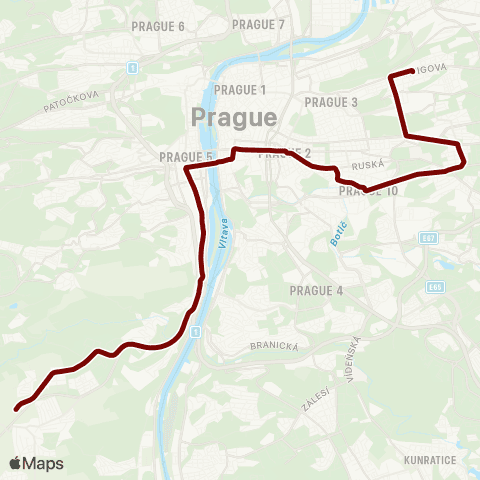 PID Slivenec - Kubánské Náměstí map