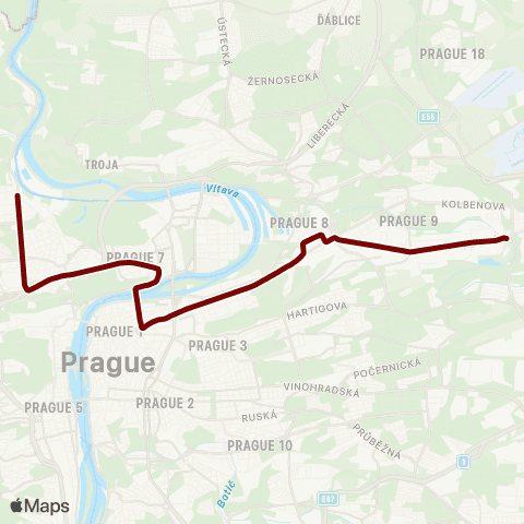 PID Nádraží Podbaba - Starý Hloubětín map