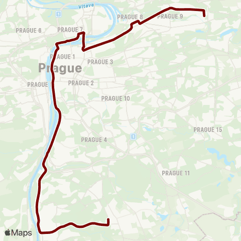 PID Vozovna Kobylisy - Březiněveská - Sídliště Modřany - Libuš map