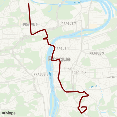 PID Nádraží Podbaba - Vozovna Pankrác map