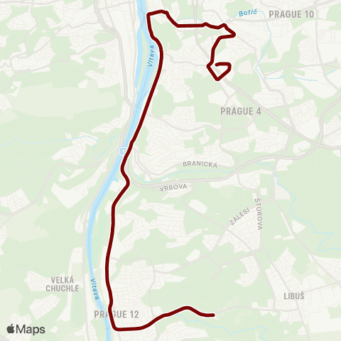 PID Radlická - Sídliště Modřany map
