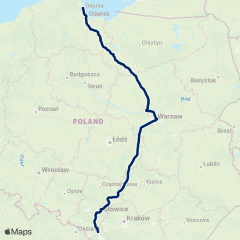 PKP Intercity Express InterCity Premium map