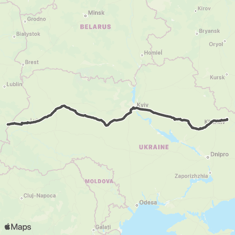 PKP Intercity Międzynarodowy Pospieszny map