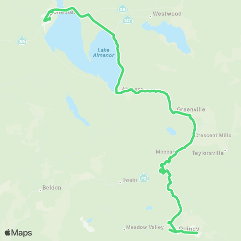 Plumas Transit North County map