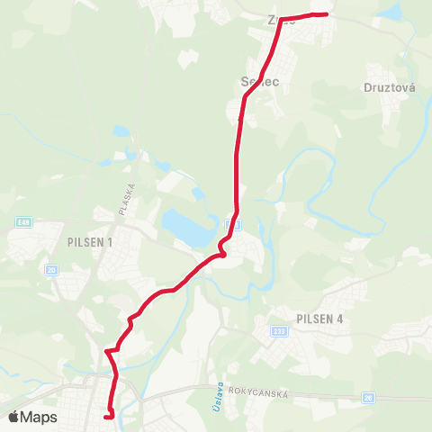 PMDP Mrakodrap - Bílá Hora - Zruč-Senec map