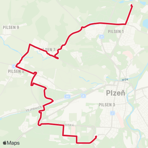 PMDP Bory - Zadní Skvrňany - Bolevec map