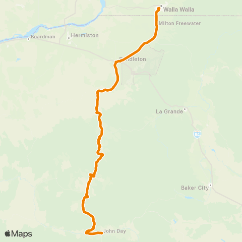 Grant County People Mover Pendleton / Walla Walla Route map
