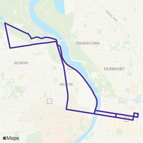 Philly PHLASH PHLASH West Park Loop map