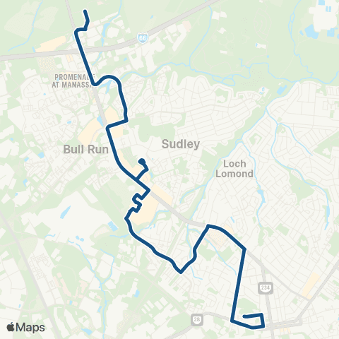 OmniRide Manassas North to NOVA Campus map