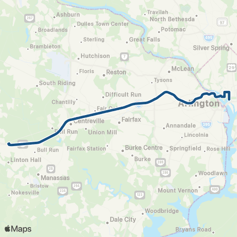 OmniRide Gainesville Washington DC Express map
