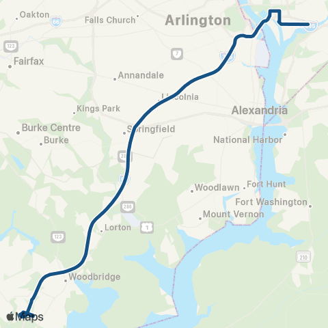 OmniRide Woodbridge Navy Yard Express map