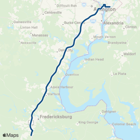 OmniRide Spotsylvania to Pentagon / Navy Yard map