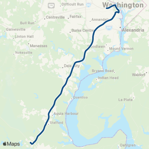 OmniRide Falmouth to Pentagon / Rosslyn / Ballst map