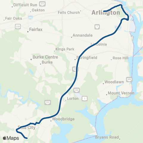 OmniRide Dale City Crystal City Express map