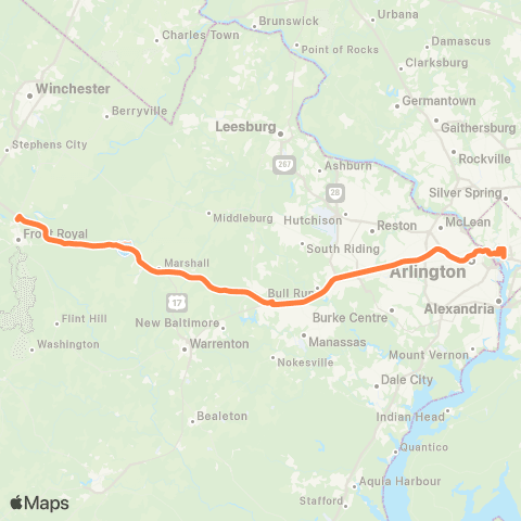 OmniRide Front Royal to Washington DC map