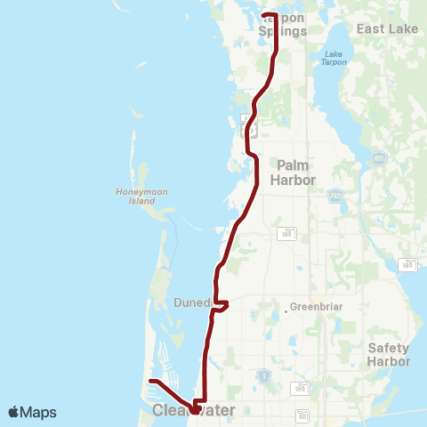 PSTA Tarpon Spring / Clearwater Beach map