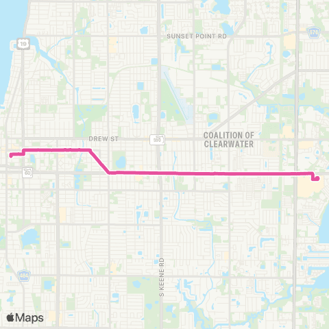 PSTA Dntwn Clearwater / Clearwater Mall map