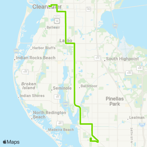 PSTA Tyrone Sq Mall / Dntwn Clearwater map