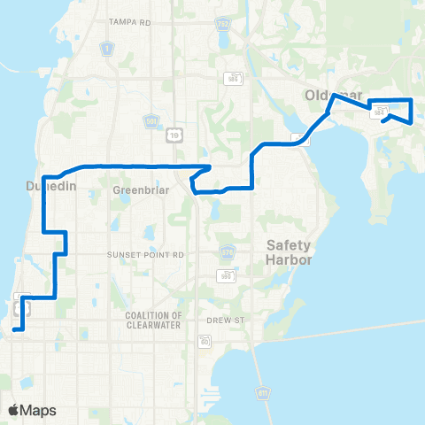 PSTA Dntwn Clearwater / Tampa / Oldsmar map