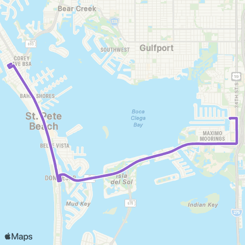 PSTA Grand Central / St Pete Beach map