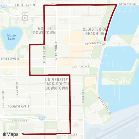 PSTA Downtown Looper Trolley map
