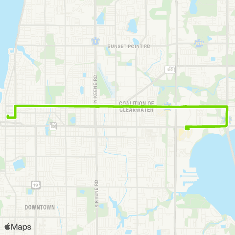 PSTA Park St Terminal - to - Clearwater Mall map