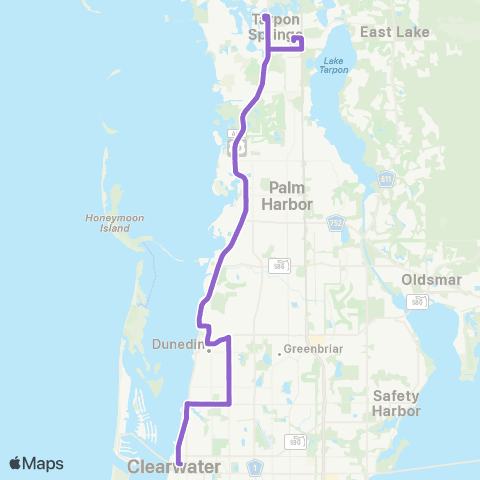 PSTA Dntwn Clearwater / Tarpon Springs map