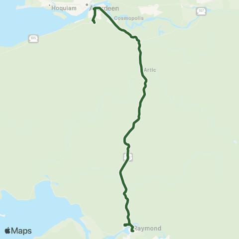 Pacific Transit Raymond - Aberdeen map